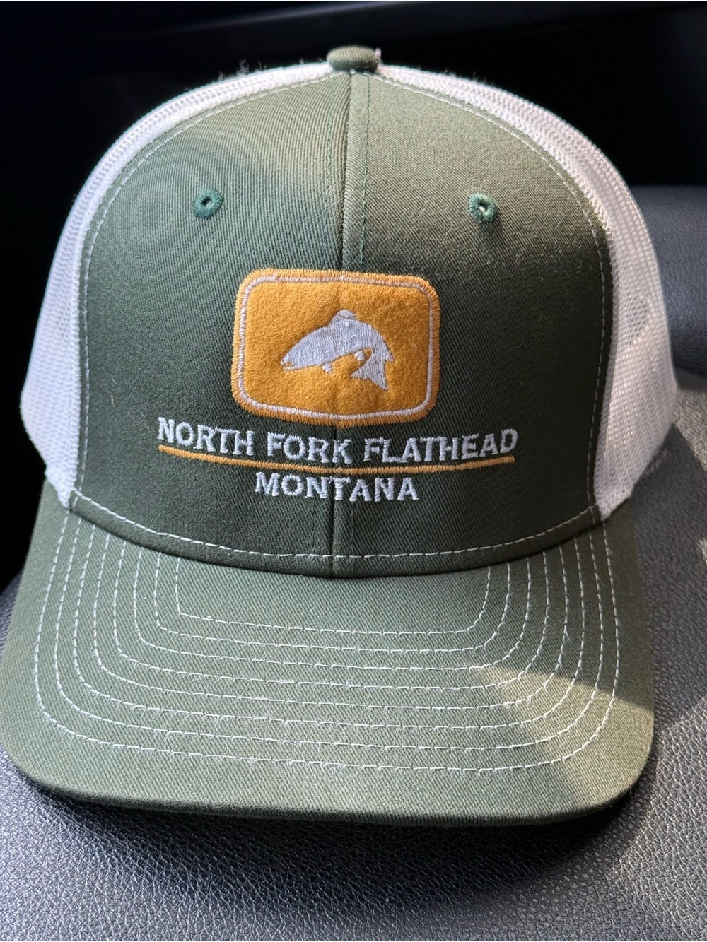 Olive & White Mesh Trucker Hat